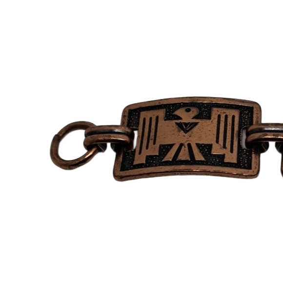 Vintage 1950s Copper Thunderbird Link Bracelet – Boho Southwest Vibes - Picture 8 of 9